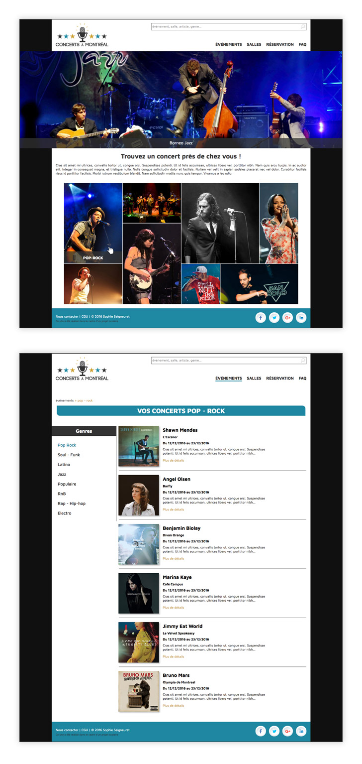 Pages du site Concerts à Montréal